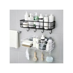 2 pieces Metallic multipurpose Bathroom organizers with hooks