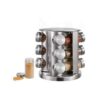12 pcs glass rotatable spice Rack-12 bottles and stainless steel stand