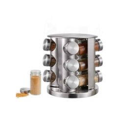 12 pcs glass rotatable spice Rack-12 bottles and stainless steel stand